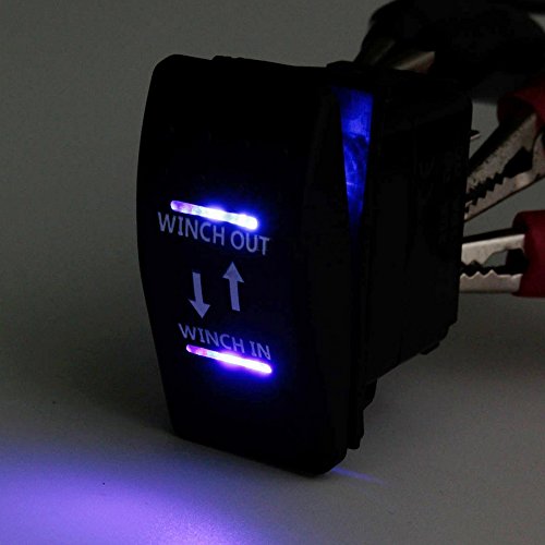 E Supportâ„¢ Car Auto 12V Momentary Light Button Rocker Toggle Switch Blue LED Winch In Out ON-OFF-ON 7Pin SPDT