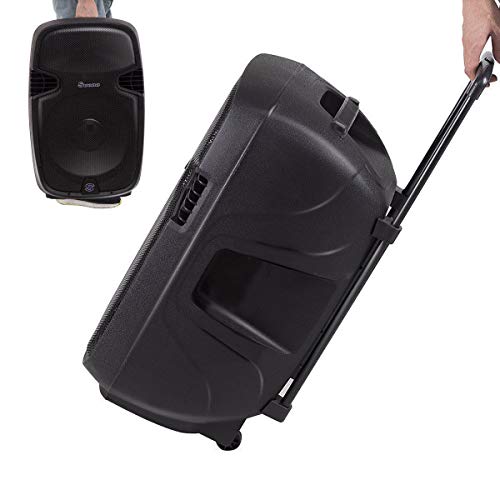 Suono Dual 2-Way Powered PA Speaker System Combo Kit, Portable 12'' 2000W DJ Active + Passive Loud Speakers Set with 2 Speaker Stands, Microphone, Bluetooth, USB/SD, 1/4" Line RCA, FM Radio,XLR Input