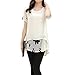 Anself New Fashion Women Chiffon Blouse Embroidery Crew Neck Short Sleeve Loose Fit Casual Tops White/Black M