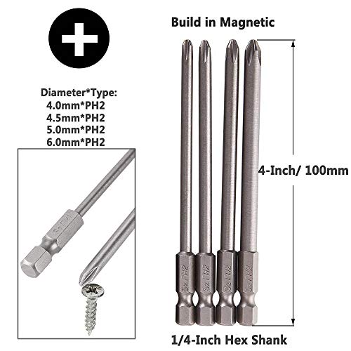 image for Yakamoz 16Pcs 4-in-1 Multi Long Magnetic Screwdriver Bit Set with 1/4