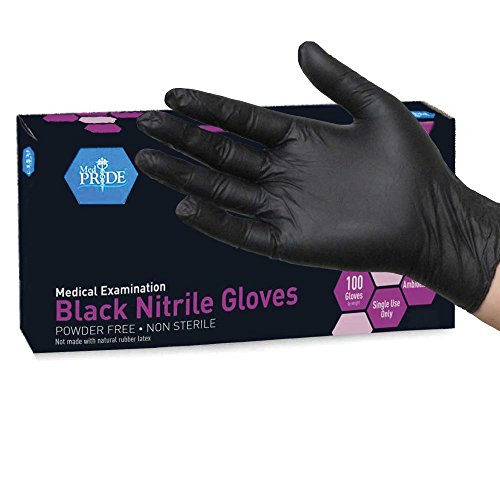 Medpride black nitrile powder-free exam gloves, medium,…