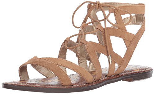 Sam Edelman Women's Gemma Flat Sandal, Golden Caramel Suede, 9 M US