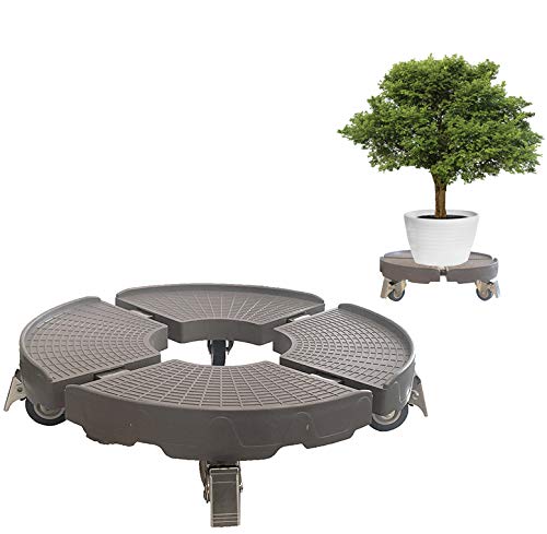 C CASIMR Heavy Duty Plant Stand with Wheels, 220lbs Capacity,15-19 Inch Adjustable Indoor/Outdoor Caddy Round Flower Pot Rack on Rollers, Dolly Holder Trolley Casters Rolling Tray