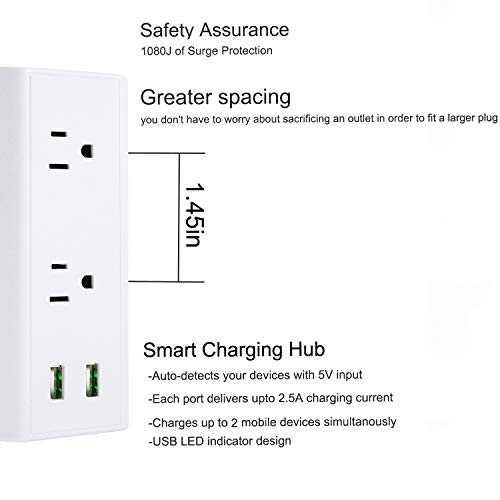 Desktop Power Strip Socket with USB, Conference Desk Power Outlets with Clamp Mount, 6.5 ft Extension Cord Connect 2 Plugs for Home Office Reading - Thumbnail 4