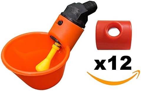 12 Pack Automatic Poultry Waterer Chicken Drinker Cups With Pvc