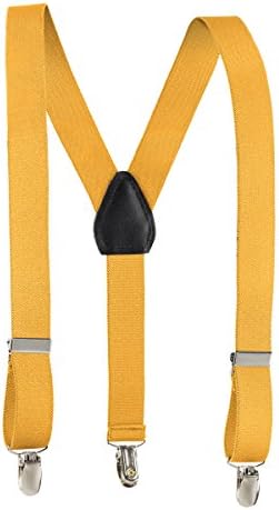 Fit Rite Kids and Baby Adjustable Elastic Solid Colors Unisex Children Suspenders (26 Inch (3yrs. - 9yrs.), Gold)