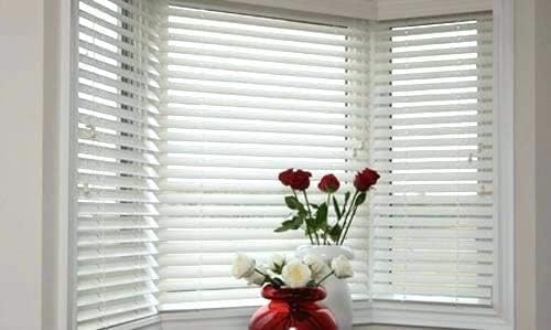 Amazon Com Premium White 2 1 2 Inch Faux Wood Blind 31 5 8 W X 64 L Actual Size 31 1 8 X 64 Home Kitchen