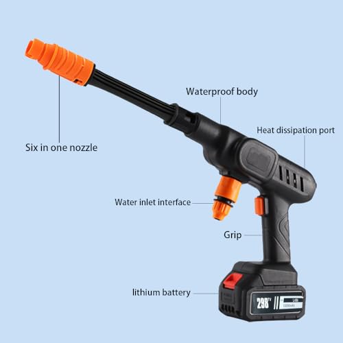 Gyhhxlh Cordless Pressure Washer Gun - 21V 3000mAh Battery (10Pcs), 9-12M Range, 0-180° Nozzle for Cars/Fences/Boats, Portable Power Cleaner (black)
