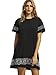 Floerns Women's Casual Embroidered Short Sleeve Swing Tunic T Shirt Dress Black XL