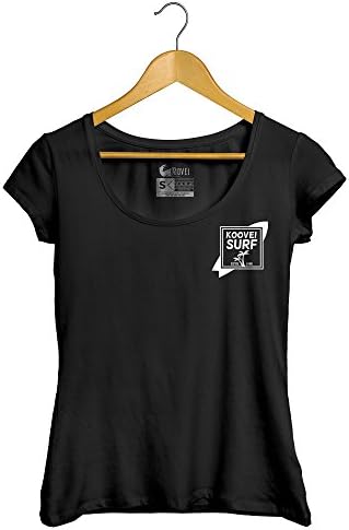 Koovei Surfboard Palm Trees Beach T-Shirt For Women - Casual Cotton Streetwear Tee - Medium, Black