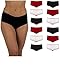 Sexy Basics Womens 12 Pack Grab Bag Cotton Spandex Boyshort Briefs, Colors May Vary (Large, 12 Pack- Black-Red-White)