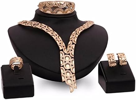 SEKAYISORE Fashionable Golden Bride Style Jewelry Set Four Pieces