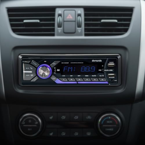Aiwa Autoestéreo AW-3269BT Bluetooth USB SD AUX 4×50W Potencia 200W Iluminación 7 Colores Panel Desmontable Ecualizador MP3 Radio Am/FM Manos Libres Negro