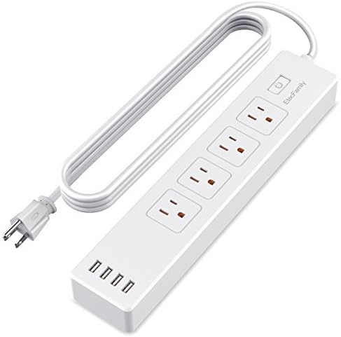 WiFi Smart Power Strip,EtecFamily Smart Plug Surge Protector Strip with 4 Smart Plugs and 4 USB Charging Ports,App remote control and compatible with Amazon Alexa echo & Google Home (4A4U)