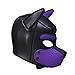 Zhengya Full Face Mask Dog Puppy Hood Leather Helmet Removable Mouth Cosplay Costume Party Props£¨Black&Purple