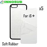5 x Apple iPhone 6 PLUS-Rubber-black - blank dye case + inserts for dye Sublimation phone cover / blank Printable case, Made by INNOSUBTM USA