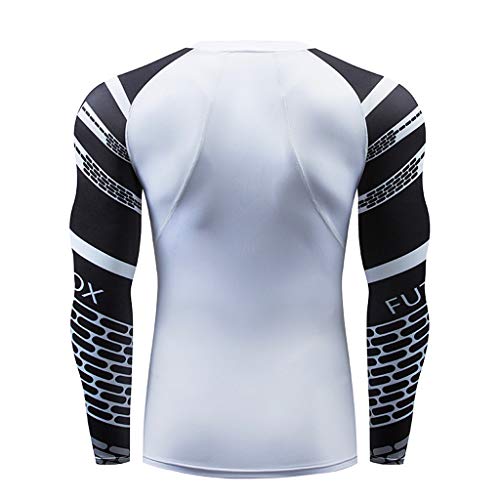 Allywit-Mens Compression Shirt Long Sleeve Undershirts Baselayer Sports Shirt Stand up Thermal Tops White - Thumbnail 2