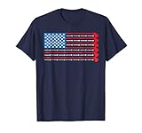 Mens American Flag Golf Clubs, Balls and Tees Sports Shirt Large Navy