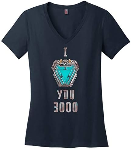 Avengerss End-Game Ironman's Heart I Love You 3000 Ladies V-Neck