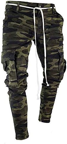 Zerototens Men's Camo Joggers Sweatpants Skinny Tracksuit Bottoms Sport Training Slim Fit Ripped Denim Pants Slim Fit Jeans Trousers