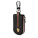 Leather Car Smart Key Chain Universal Key Holder Bag Black Zipper Case Cover Wallet Bag Shell Fob Ring (Ferrari)