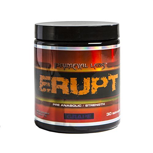 Primeval Labs Erupt - Anabolic Pre-Workout Formula - Utilizes Creatine for Energy, Strength, Endurance, Increased Protein Synthesis and Healthy Mitochondrial Energy - Grape 170g by Primeval Labs