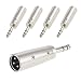CableCreation [5-Pack] XLR 3 Pin Male to 1/4" 6.35mm Plug Socket Audio Adapter, Silver primary