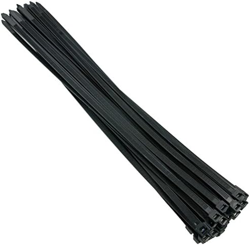 Assorted Cable Ties, Set of 100, White/Natural or Black, Various Sizes to Choose from, 60 mm to 500 mm x Width from 2.5 to 4.8 mm, Self-locking, black