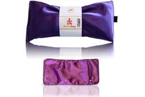 Blissful Being Lavender Eye Pillow with Purple Satin Cover- Hot or Cold Aromatherapy Eye Pillow perfect for Naps, Yoga, Meditation - Natural Relaxation (Amethyst with purple cover bundle)