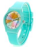 Zeiger New Cool Analog Easy Read Lovely Time Teacher Young Girls Teen Kids Wrist Watches, Rainbow Dial Silicon Band (Mint-green)