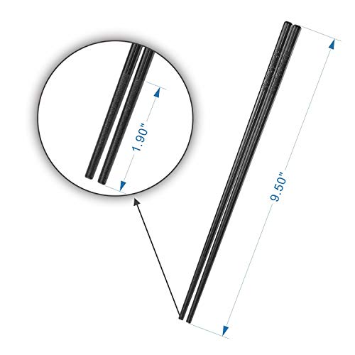 Reusable Chopsticks (8 Pairs) - COZILIFE Premium Quality Fiberglass Chopsticks for Household and Restaurant, 9 1/2 Inches in length, 0.5 Oz in weight each, Kraft Box Package