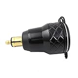 4.2A Aluminum Motorcycle LED Dual USB Charger DIN Socket Voltmeter for Motorbike (Black)