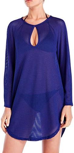 Jordan Taylor Beachwear Womens Long Sleeve Keyhole Cover-Up, Purple (X-Large 16-18)