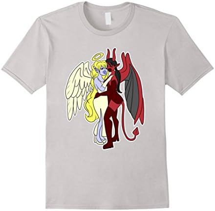 Mens Rookery Merch Angel Demon Anime Kawaii Sexy Love Tee Small Silver