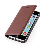 iPhone 5C Case, JAMMYLIZARD Leather [SWISS] Wallet Flip Cover, Brown with integrated magnetic closure