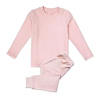 Little Girls Boys Thermal Underwear Long John Set Thermal Breathing Pajama Crewneck Top and Bottom 2PC Set, (Pink, 3T)