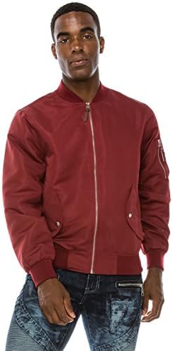 Angel Cola Men's MA-1 Windbreaker Flight Jacket N1900 Burgundy S