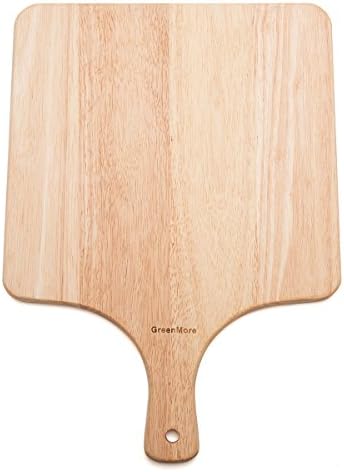 GreenMore Natural Rubber Wood Cutting Board with Handle, Best Kitchen Chopping Board for Bread, Meat, Cheese and Vegetables (16.5 X 12 X 0.6 Inches)