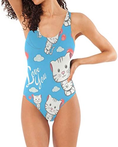 愛猫漫画ブルーキティ水着 入荷予定 ワンピース 水着 モノキニ ビーチウェア 用 キッズ 女性 ティーンガールズ