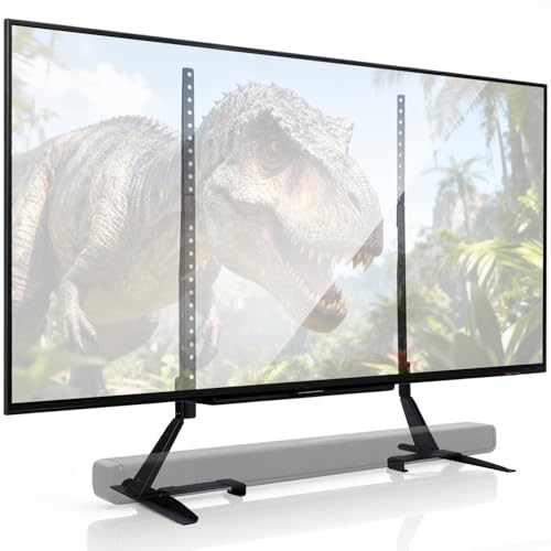 Amazonベーシック テレビスタンド ユニバーサル 22インチ (55.9cm) ~ 77インチ (195.6cm) テレビ用高さ調整可能 耐荷重: 36.3kg VESA 200 × 100 ~ 800 × 400 サウンドバーマウント付属 ブラック