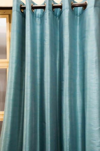 Solid tone faux raw silk grommet/eyelet curtain/panel/drape (Blue, 52"W X 108"L)