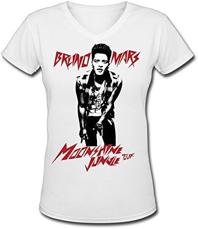 Mako62 Womens Bruno Mars V-Neck T Shirts X-Large White
