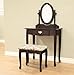 Frenchi Home Furnishing 3-Piece Vanity Set, Espresso Finish