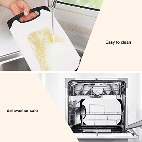Aritan Thicken Plastic Cutting Board for Kitchen(3-Piece), Juice Grooves, Easy-Grip Handles Dishwasher Safe, Set of Three, Black