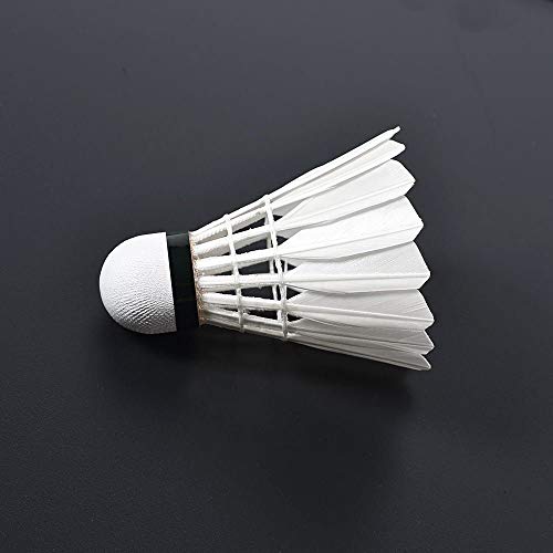 WHIZZ Badminton Shuttlecocks,12-Pack Goose Feather Badminton Birdies Balls  with Great Stability and Durability for Indoor/Outdoor Sport Training Games ,White