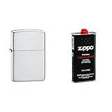 Zippo Lighter Armor Brushed Sterling Silver w/ 12 oz. Lighter Fluid