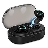 U-ROK Bluetooth 5.0 Wireless Earbuds with 500mAh Charging Case, Touch Control Sports Earphones in-Ear IPX5 Waterproof HD Stereo Sweatproof Headphones with Built-in Mic for Gym and Running (Black)