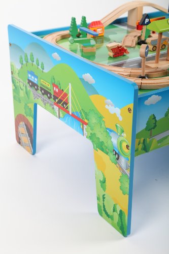 point-kids Holzeisenbahn Spielzeugeisenbahn Lok Waggon Brücke Figuren Schienen Set 70 Teile – Bild 2