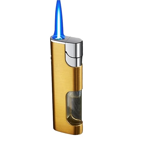 Mini Torch Cigar Lighter, Refillable Butane Lighter with Gas Window
