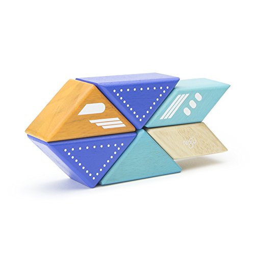 6 Piece Tegu Travel Pal Magnetic Wooden Block Set, Jet Plane